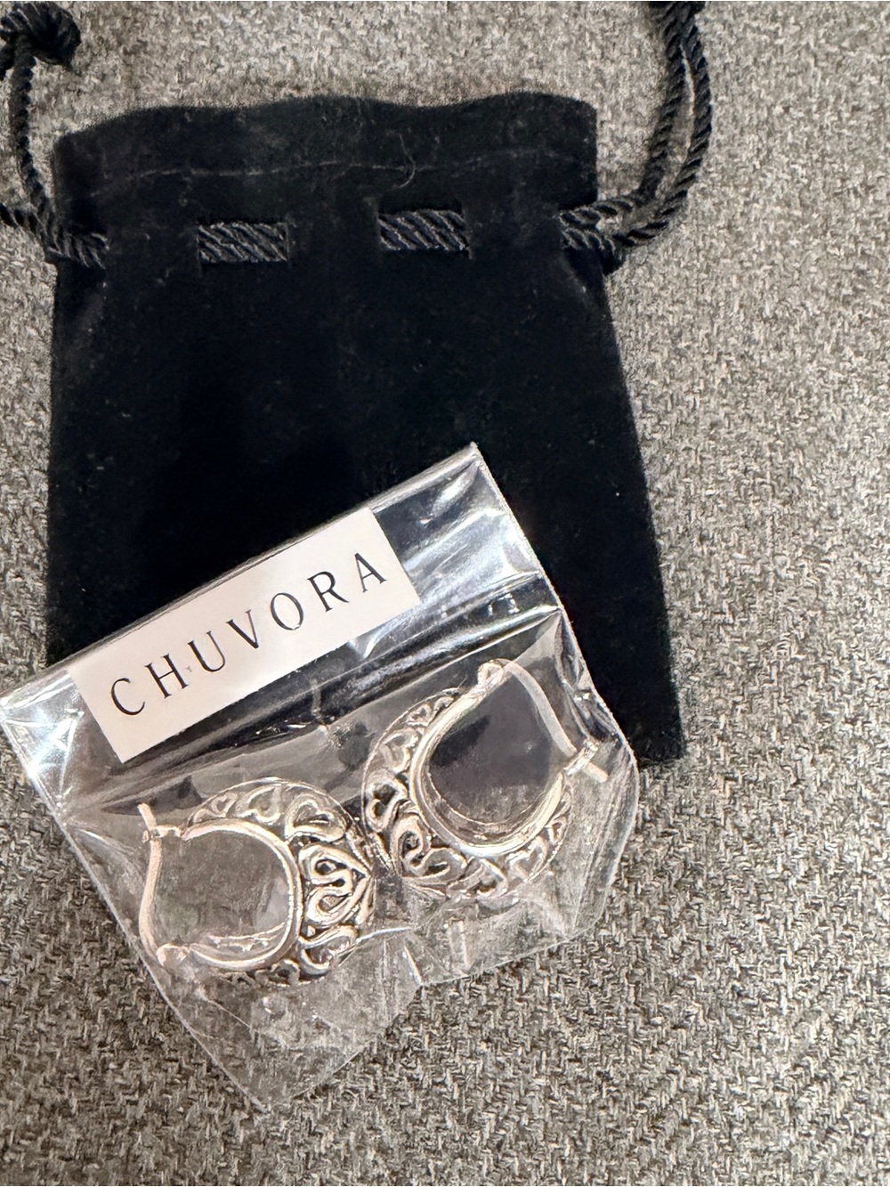 Chuvora Sterling Silver Filigree Hoop Earrings